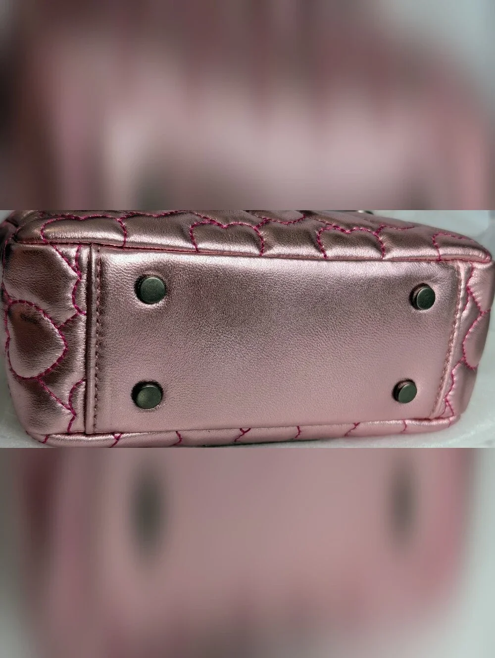 Kurt Geiger London Pink Heart Mini Brixton Metallic Bag NWT Dust Bag Included